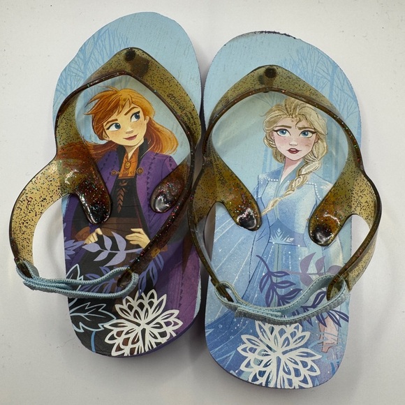 Disney Frozen Toddler 7 Girls Elsa & Anna Flip Flops Sandals - Picture 1 of 5
